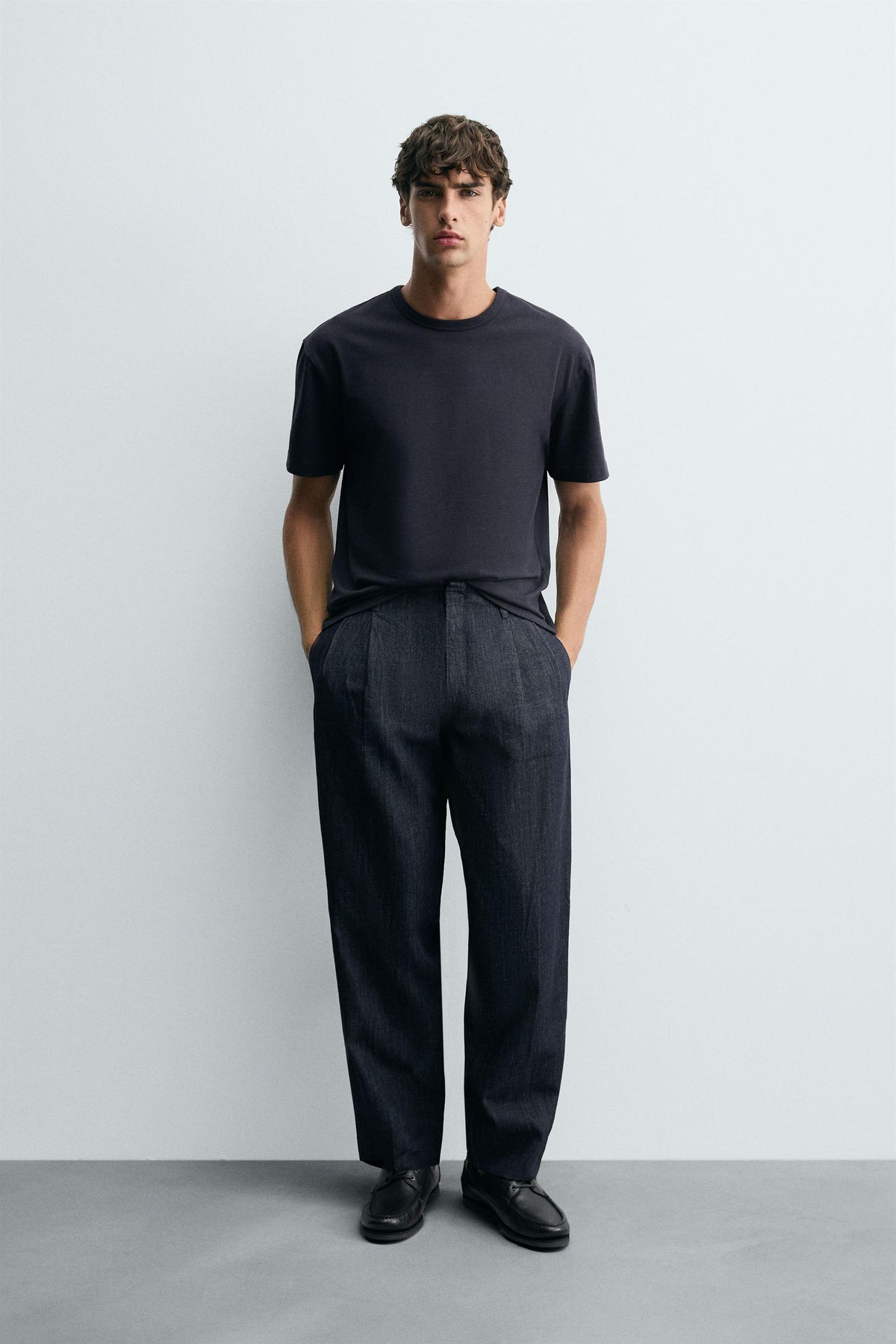 CROPPED WIDE-LEG DENIM TROUSERS - Image 1