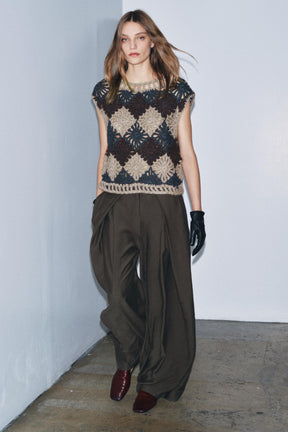 CROCHET KNIT JUMPER WAISTCOAT - Image 1