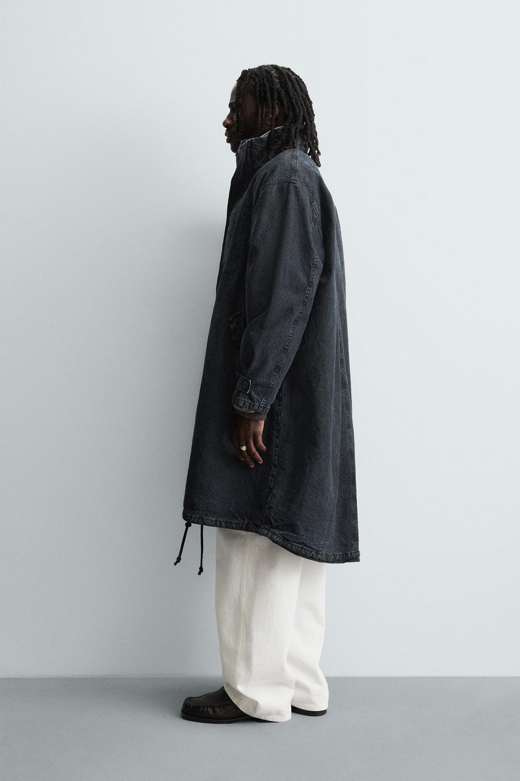 WASHED relaxed fit DENIM COAT - Image 4
