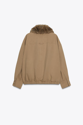 FAUX FUR COLLAR BOMBER JACKET ZW COLLECTION - Image 6