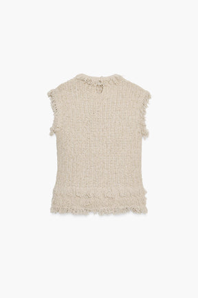 TEXTURED KNIT VEST WITH FRINGES - Image 6