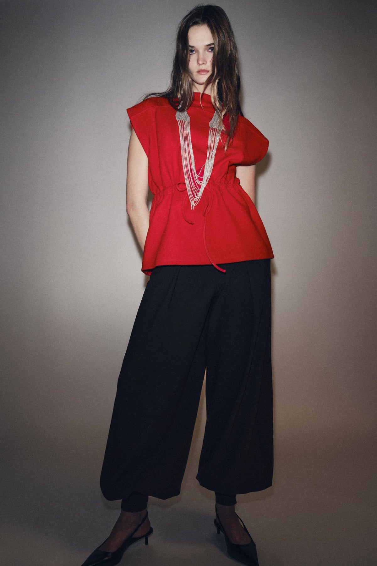 SOFT DRAWSTRING WAISTCOAT - Image 1