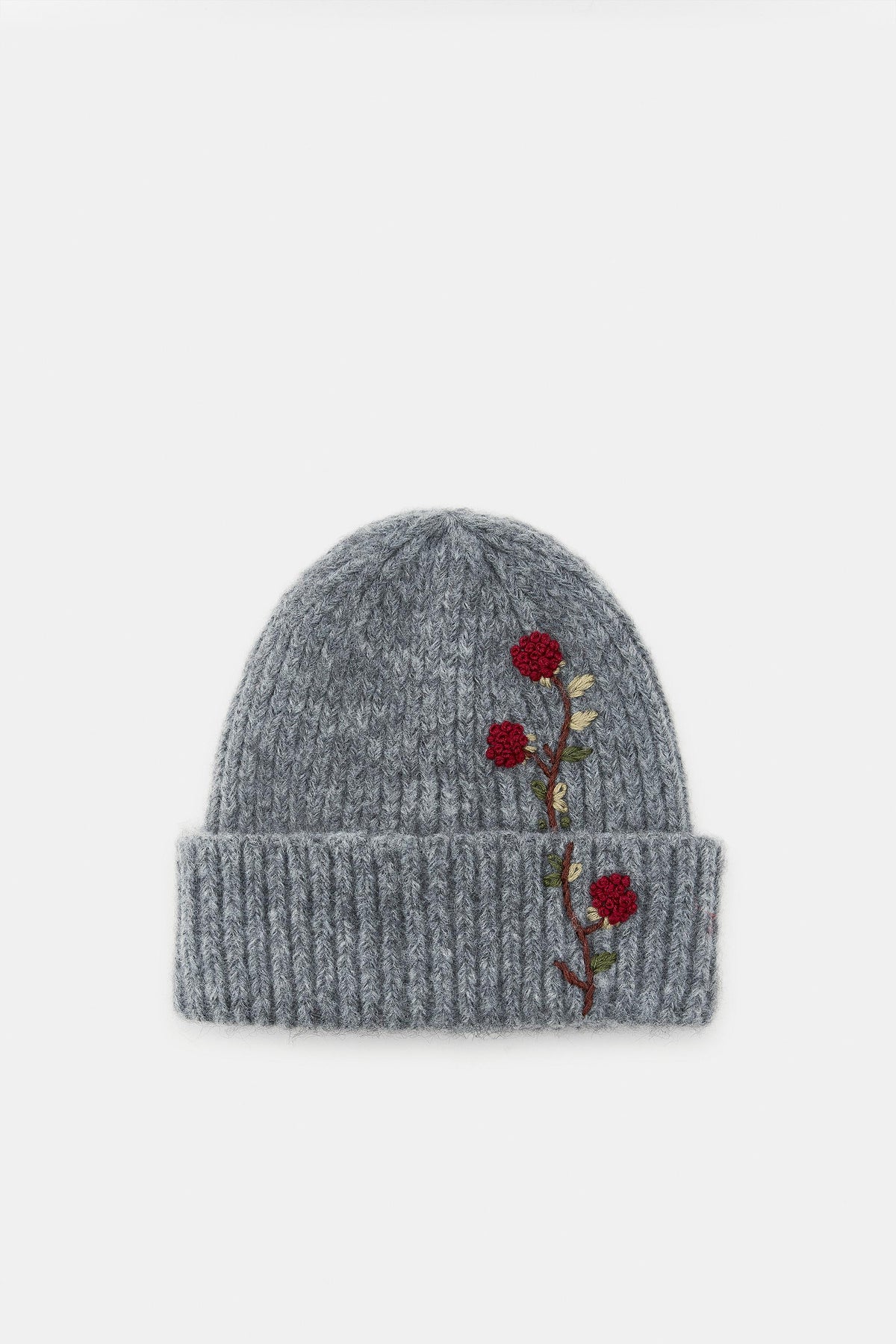 Floral Embroidered Beanie