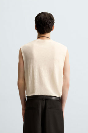 100% LINEN TANK T-SHIRT - Image 3