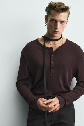 LYOCELL - COTTON HENLEY COLLAR T-SHIRT - Image 5