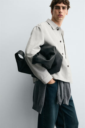HERRINGBONE BOXY FIT OVERSHIRT - Image 5