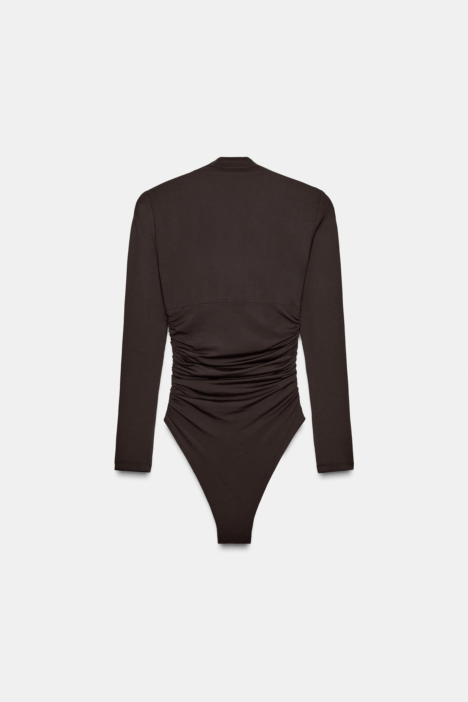 DRAPED POLYAMIDE BODYSUIT
