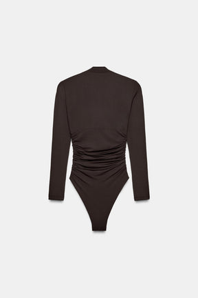 DRAPED POLYAMIDE BODYSUIT