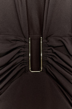 DRAPED POLYAMIDE BODYSUIT