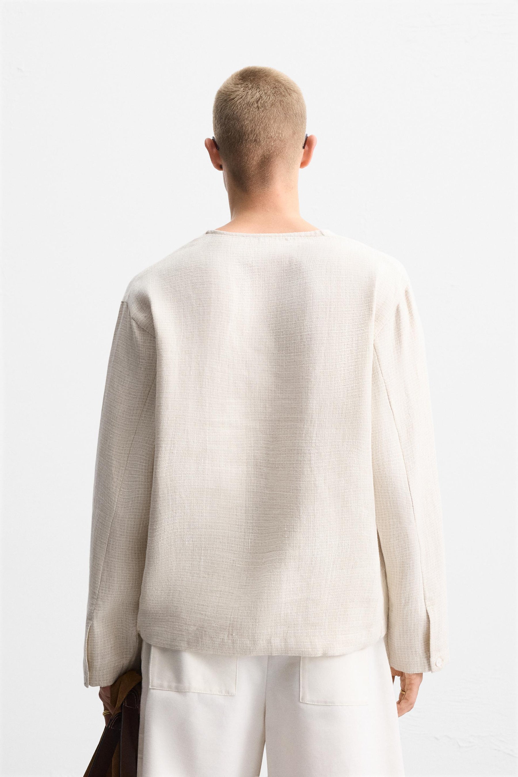 LINEN BLEND TEXTURED POLO SHIRT - Image 3