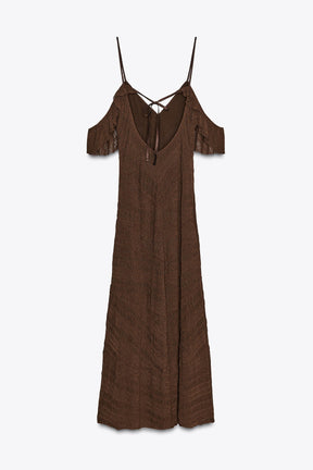 TEXTURED MIDI DRESS - Image 9