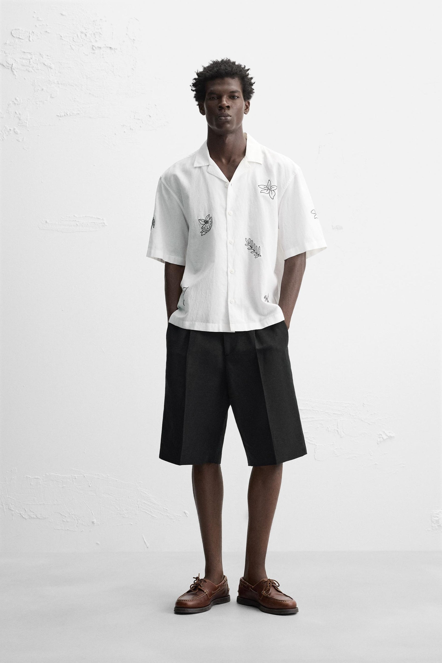 EMBROIDERED COTTON/LINEN SHIRT - Image 1