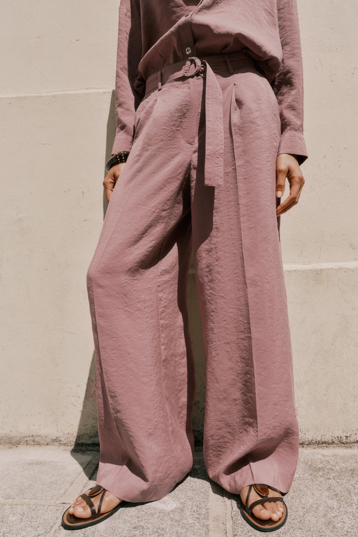 Wide-leg Trousers with Belt