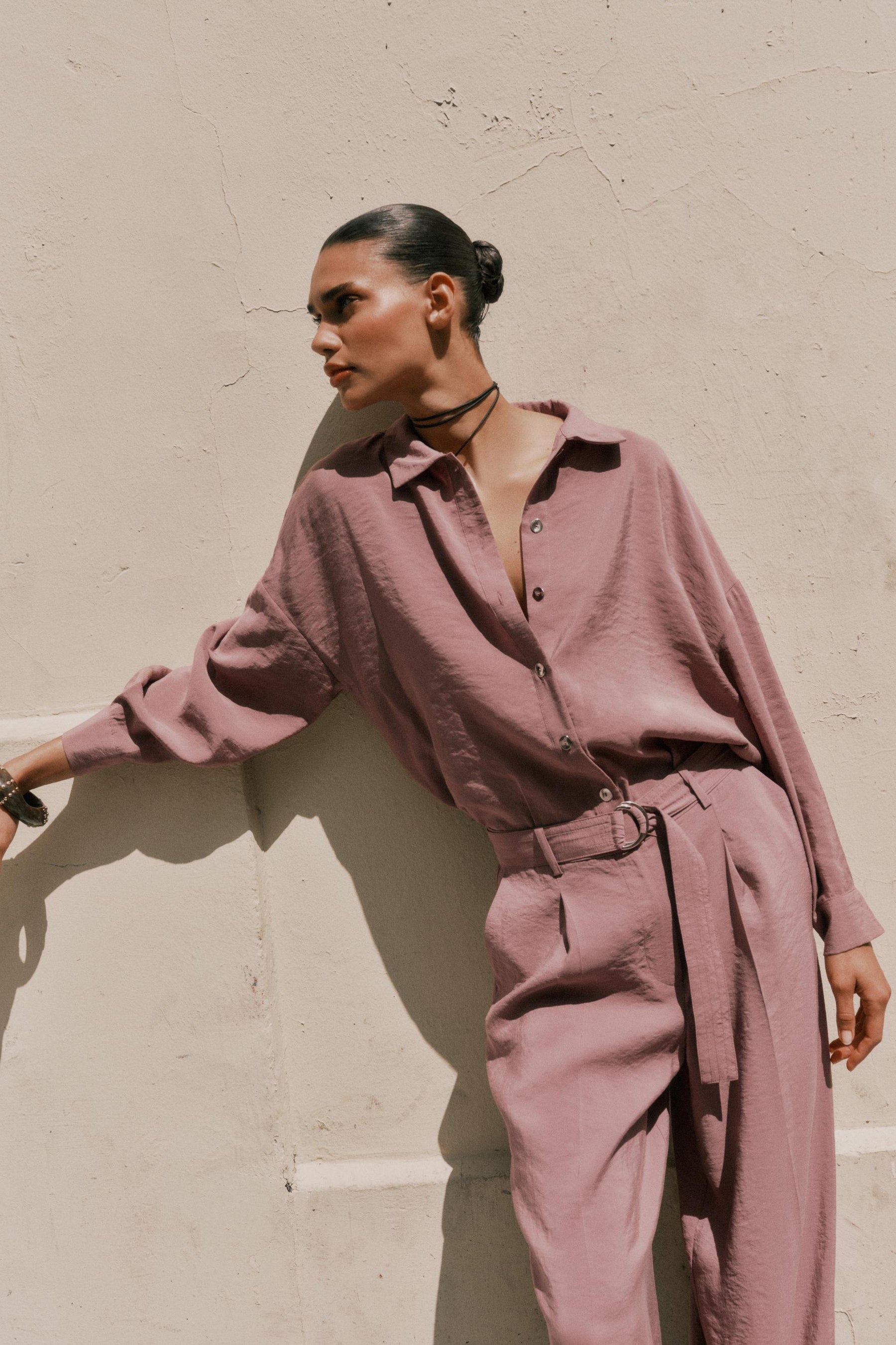 Wide-leg Trousers with Belt