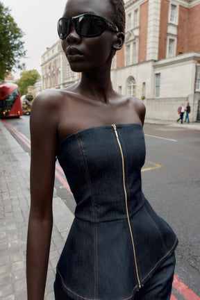 DENIM BUSTIER TOP