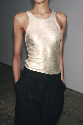 METALLIC RIBBED BODYSUIT