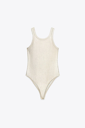 METALLIC RIBBED BODYSUIT