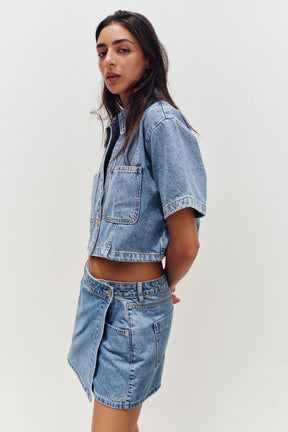Wrap Denim Skort