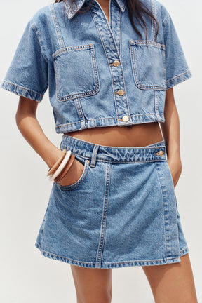 Wrap Denim Skort