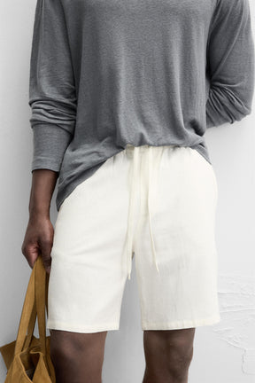 LINEN - VISCOSE BERMUDA SHORTS - Image 5