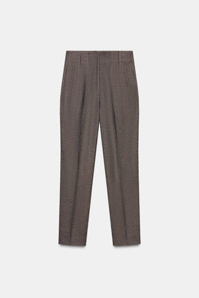 Checked high-waist trousers