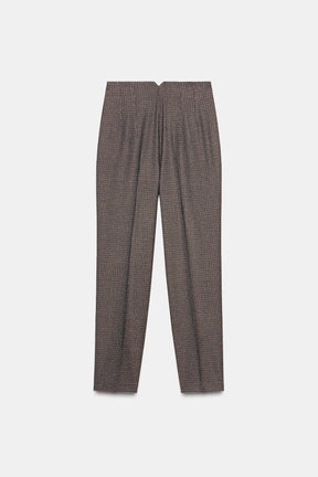 Checked high-waist trousers