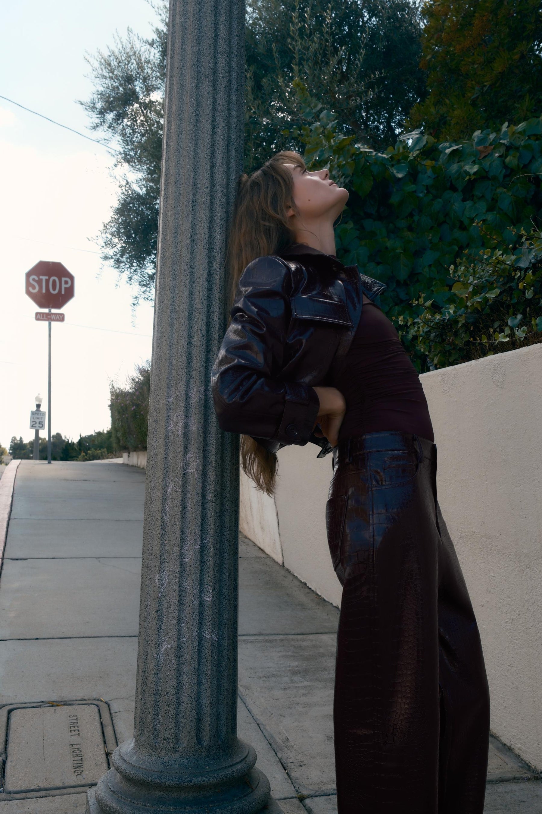 FAUX LEATHER STRAIGHT TROUSERS