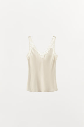 Satin Lace-Trim Camisole Top