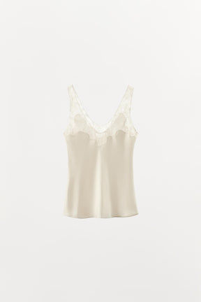 Satin Lace-Trim Camisole Top