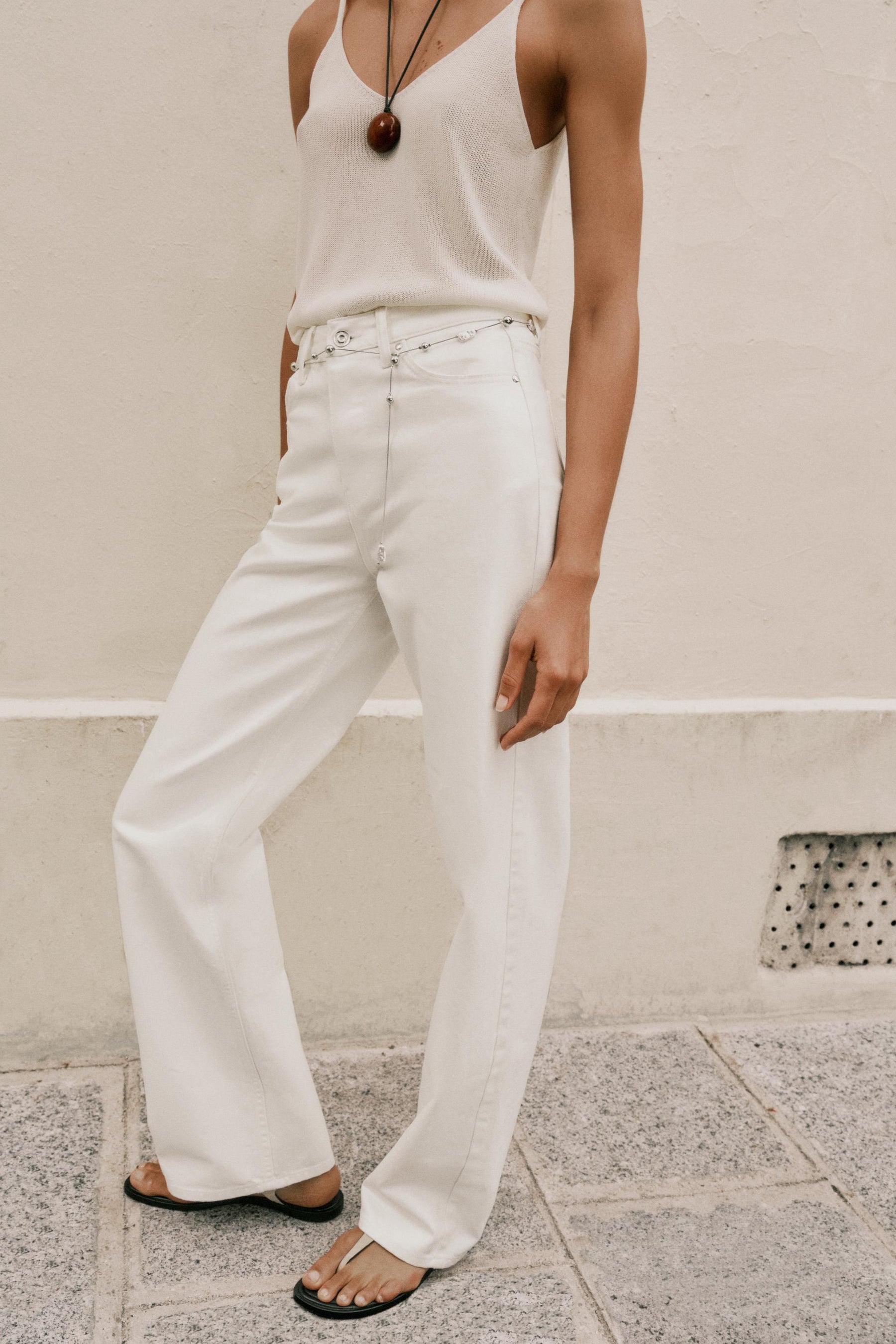 Pearlescent Belted Jeans