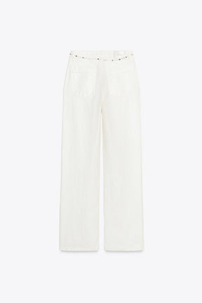 Pearlescent Belted Jeans