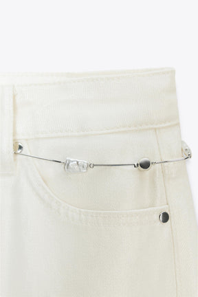 Pearlescent Belted Jeans