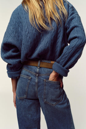 Wide-Leg Cropped High-Waist Jeans