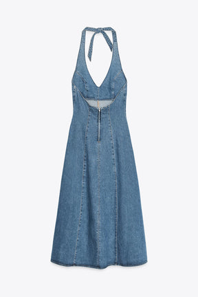 TRF HALTER DENIM DRESS - Image 7