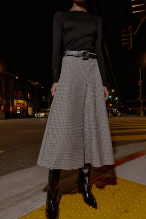 CHECKED MIDI SKIRT