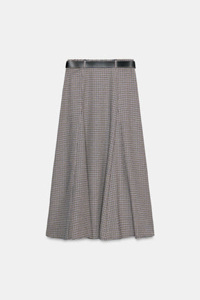 CHECKED MIDI SKIRT