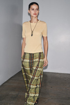 SHORT SLEEVE KNIT LINEN BLEND TOP - Image 1