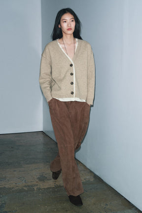 CONTRAST WOOL BLEND CARDIGAN - Image 1