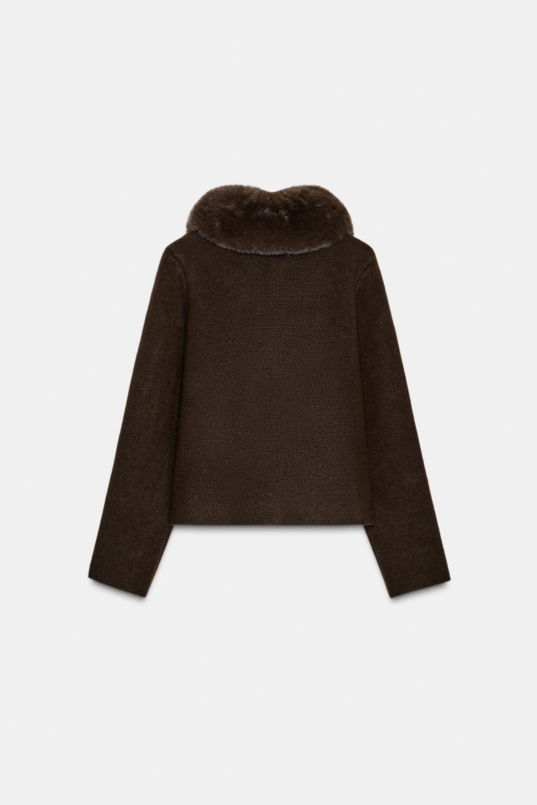 CARDIGAN WITH FAUX FUR COLLAR - Image 5