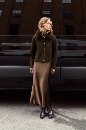 CARDIGAN WITH FAUX FUR COLLAR - Image 1