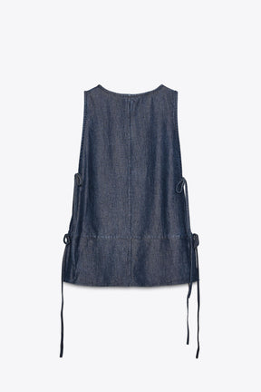 Denim Tie Top