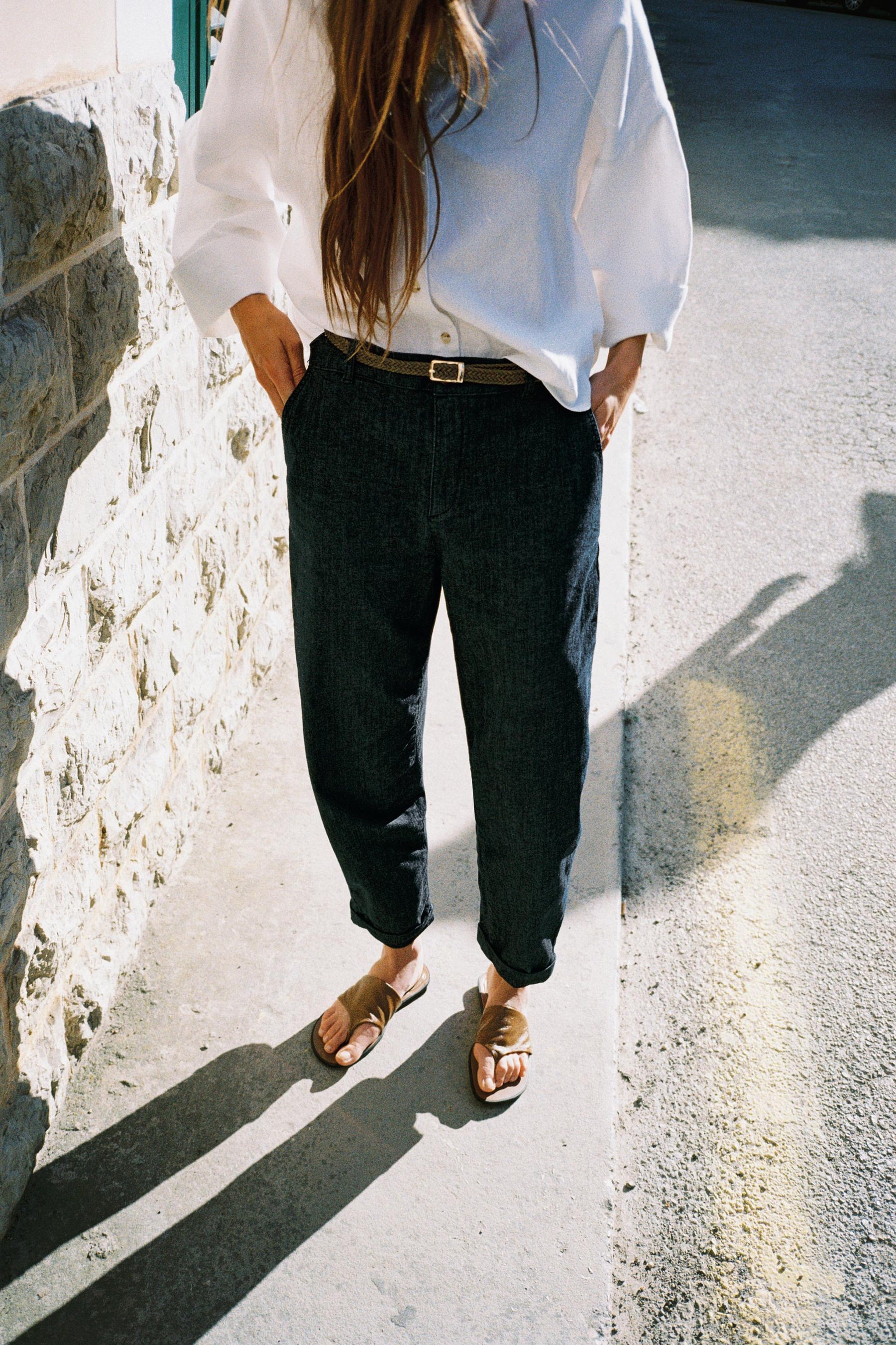 Braided Denim Trousers