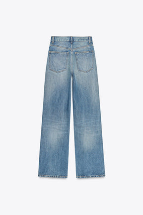 Wide-leg high-waist jeans