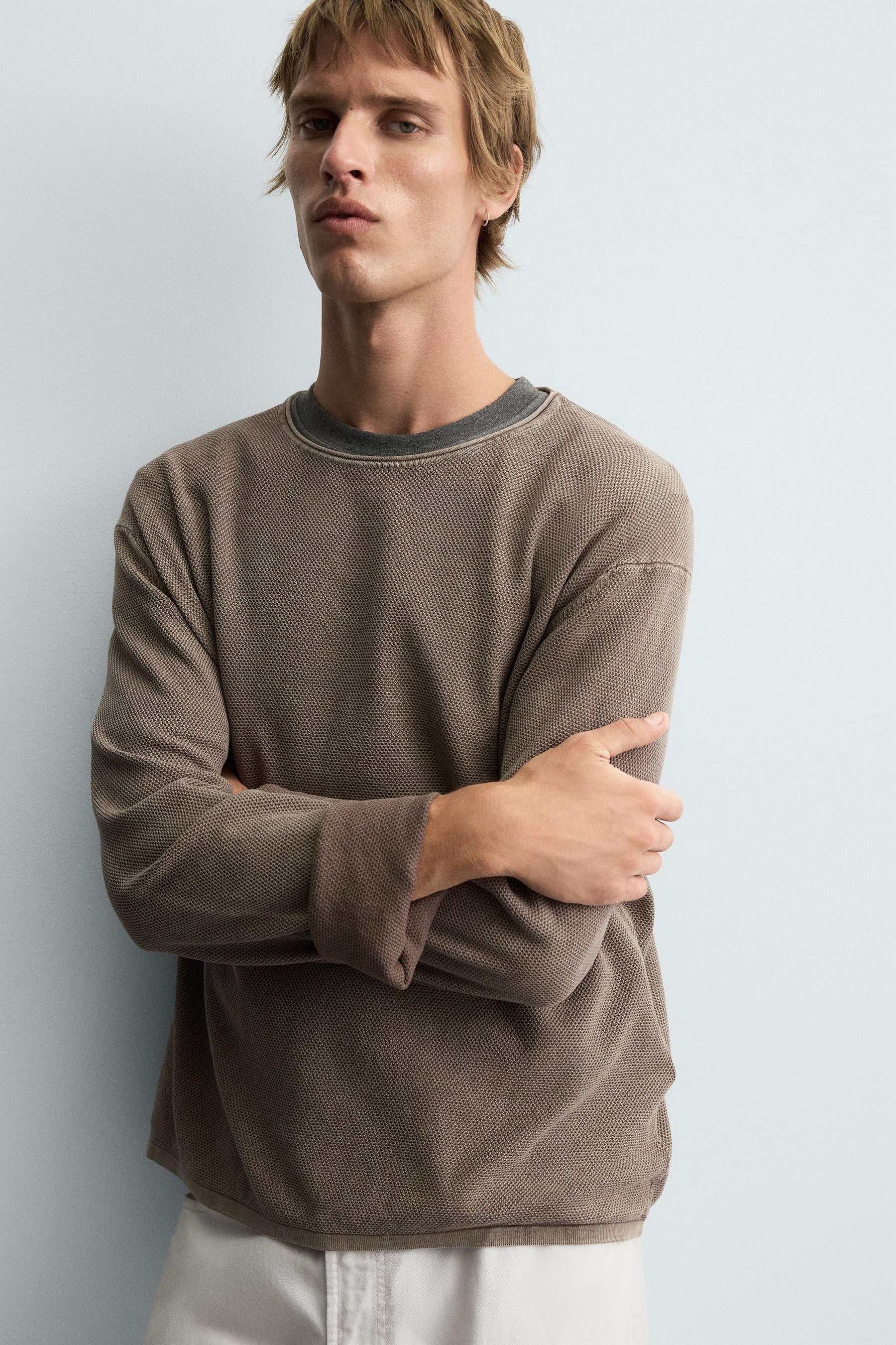 TEXTURED WASHED SWEATER - Image 5
