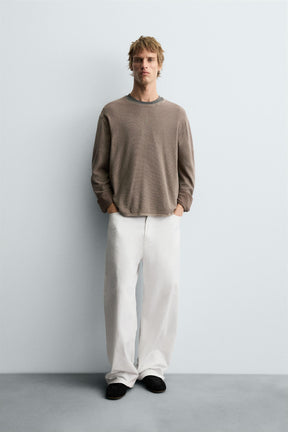 TEXTURED WASHED SWEATER - Image 1