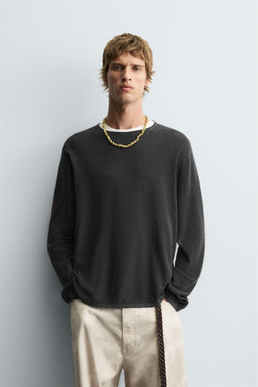 TEXTURED WASHED SWEATER - Image 2