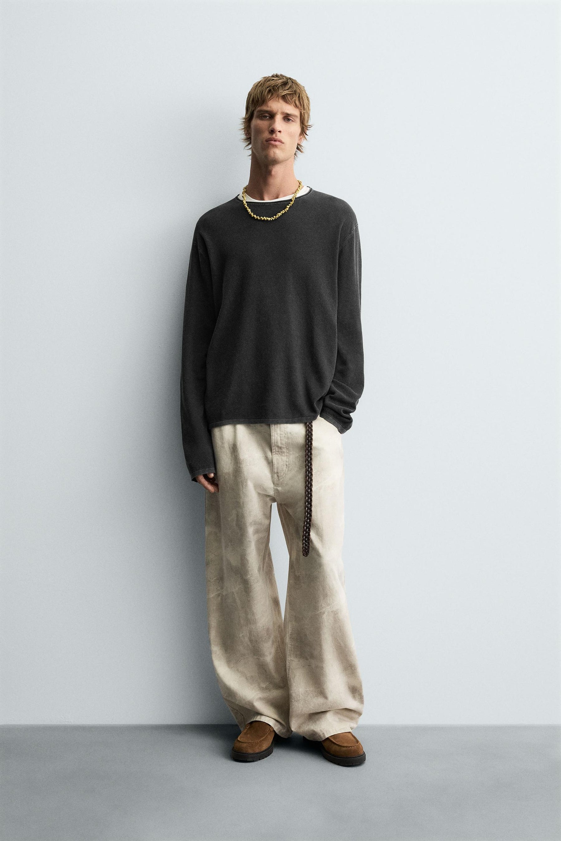 TEXTURED WASHED SWEATER - Image 1