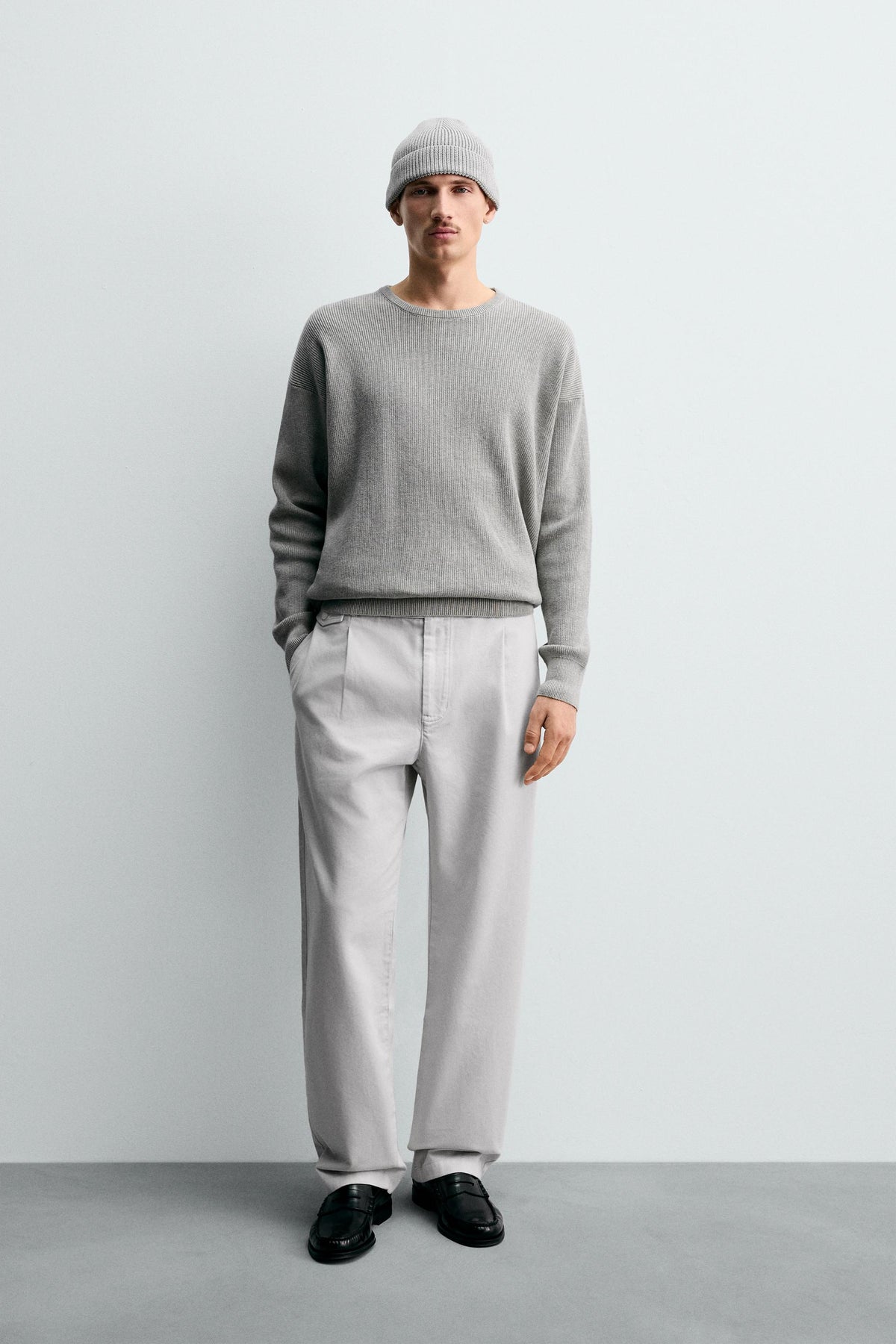 TEXTURED COTTON SWEATER - Image 1