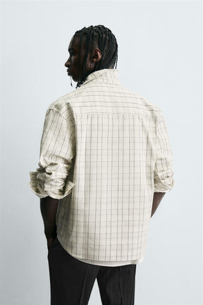 TEXTURED CHECK OVERSHIRT - Image 3