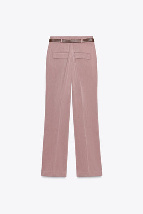 Straight-leg trousers with belt